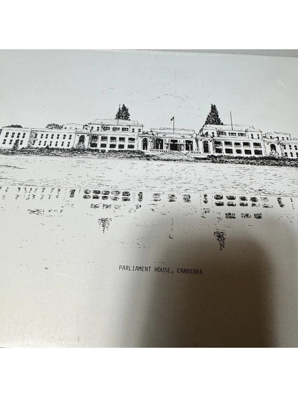 Vtg Cork Back Placemats Black & White 5 Canberra Australia Landmarks  8” x 11.5”